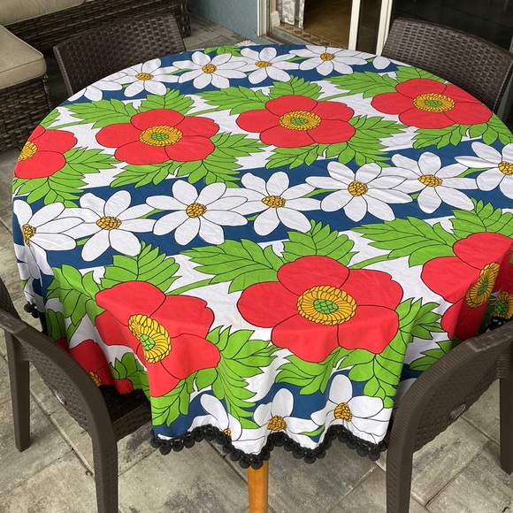 Stevens Utica Dining Custom Made Round Tablecloth Of Vintage